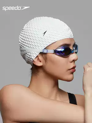 Speedo silicone swimming cap for men and women adult waterproof long hair special bubble cap Professional large size swimming cap