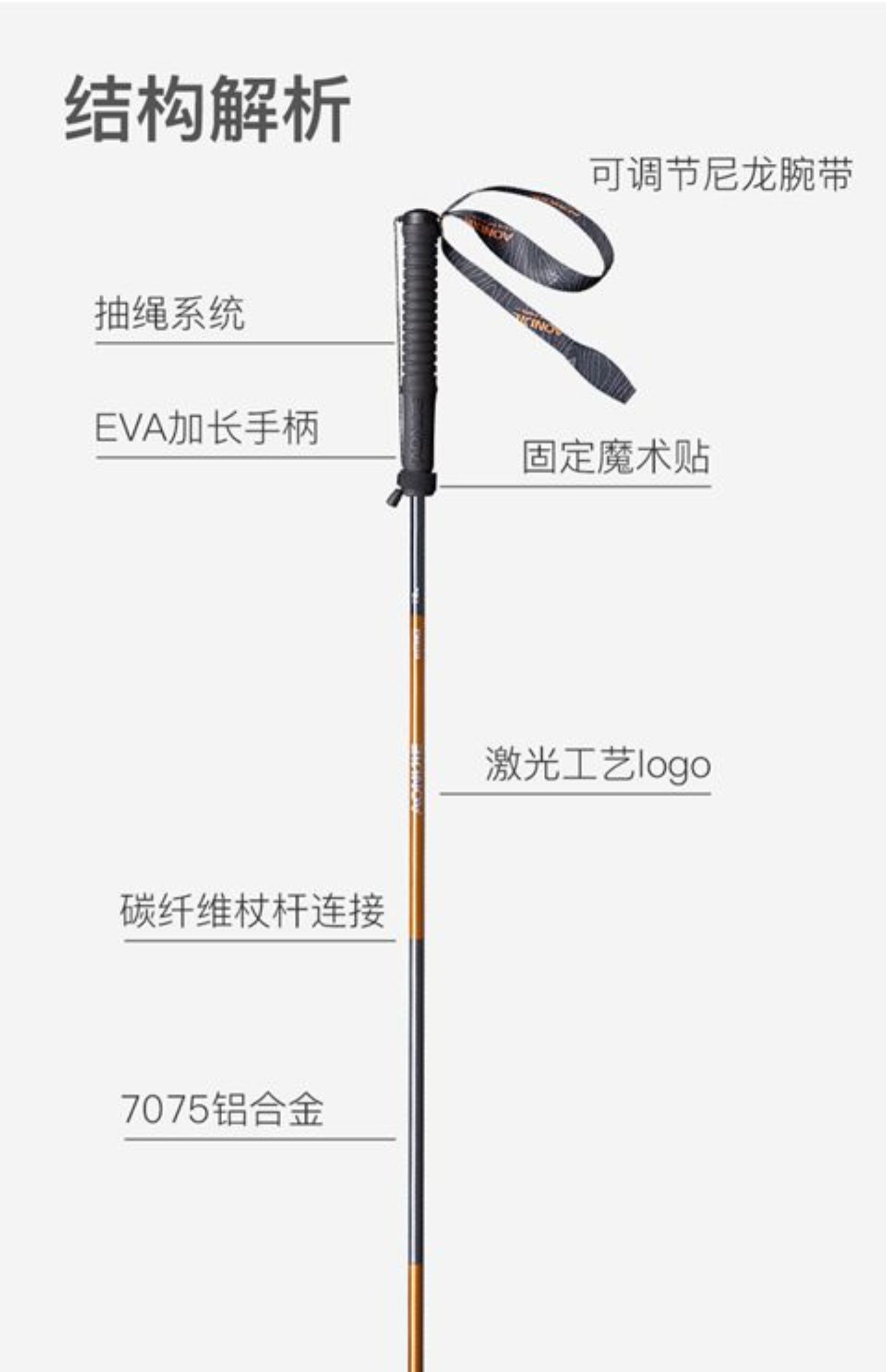 Ultralight ngoài trời bằng sợi carbon hợp kim nhôm xử lý thẳng mía M-Fold bốn phần cực trekking nam và nữ giảm xóc gậy đi bộ - Gậy / gậy gậy dò đường cho người mù	