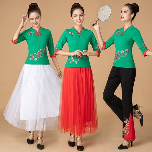 Этнический комплект, танцующий лонгслив, костюм, этнический стиль, китайский стиль