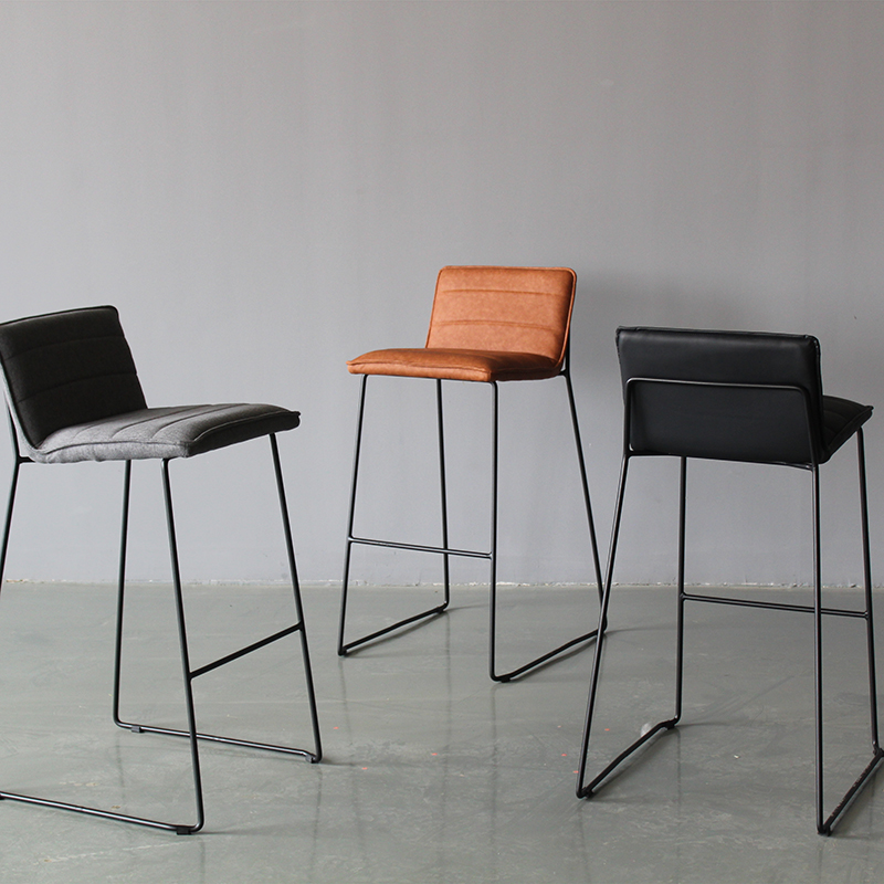 Bar chair Leather art high stool Nordic simple modern household dining room casual bar high chair soft bag multi-color