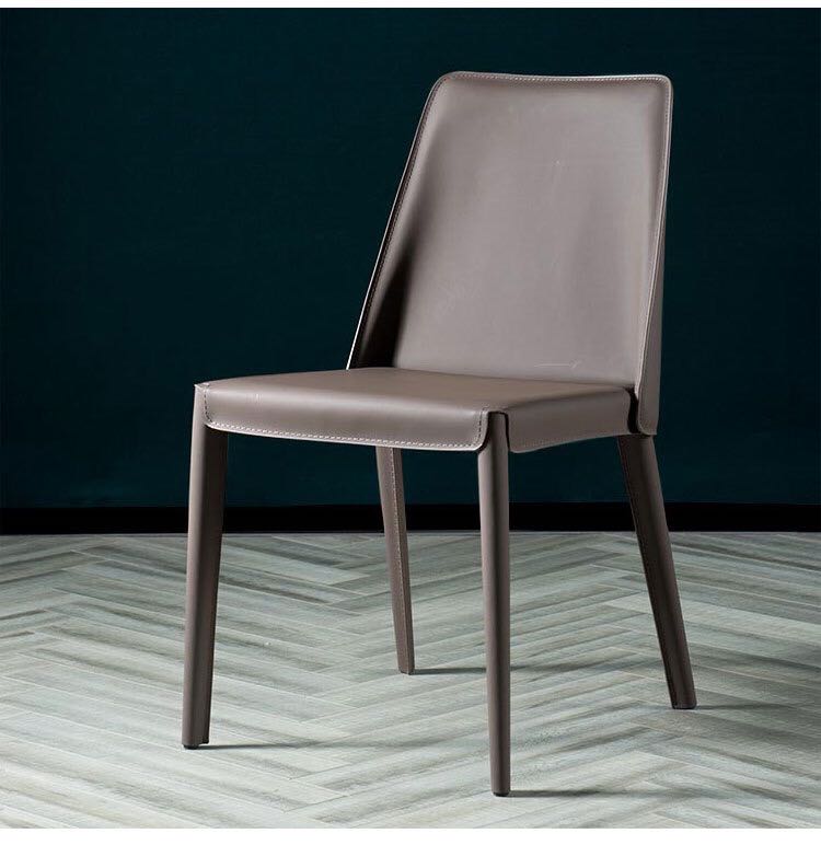 Nordic dining chair Saddle leather chair Model room Designer dining stool Hotel reception chair Italian minimalist dining room