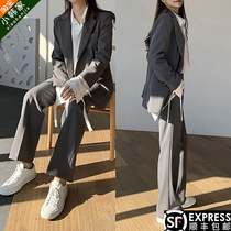 Spring and Autumn's new gray temperament college style suit suit female professional loose suit three-piece suit