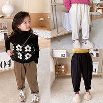 Girls pants Korean childrens clothing childrens autumn models 2022 autumn and winter childrens thick woolen pants baby casual trousers