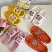 Children stepped on shit and cool slippers 2022 new male and female baby home cute cartoon bear anti-slippers