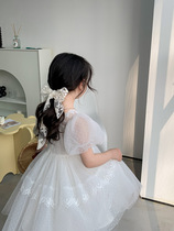 Girls Lace Dress Summer Style Childrens Mesh Dress Princess Skirt Super Fairy Puff Sleeve Little Fairy Skirt