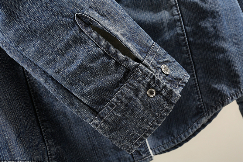 Mùa thu 2018 phiên bản Hàn Quốc mới của thủy triều Slim slim đáy dài tay Tiansi dày lên ấm áp cộng với áo sơ mi denim nữ áo sơ mi nữ form rộng dáng dài