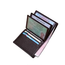Real leather drivers license driving license two-in-one wallet Short thin ultra-thin document bag personality male and female cow leather documents sleeve