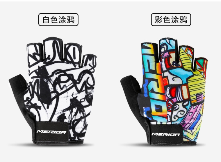 American New Outdoor Riding Bike Gloves Mountaineering Car Road Car Personality Graffiti Semi-Finger Shock Absorbing Gloves