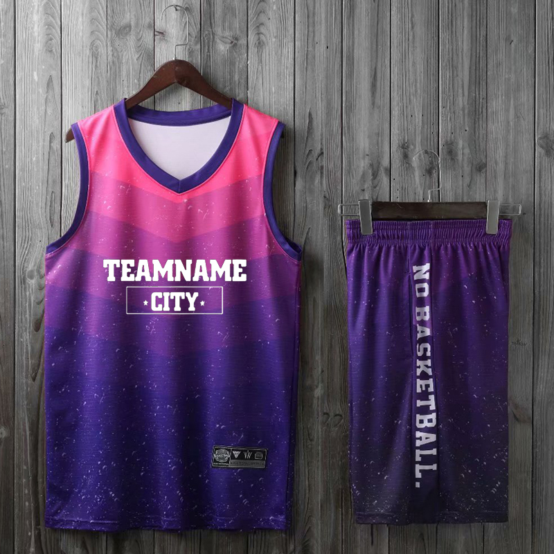 Passer-by king basketball suit suit Men's and women's team basketball game sports training suit DIY printed size camouflage jersey