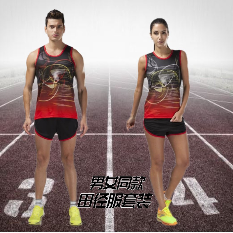 Track suit suit Men's and women's tight long-distance running marathon clothes Women's sports running competition training shorts vest