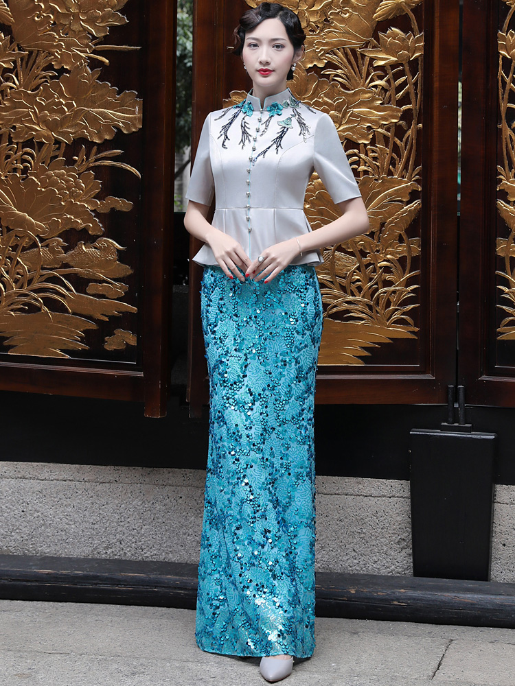 多丽琦 Autumn fashionable cheongsam, evening dress, wedding dress, Chinese style