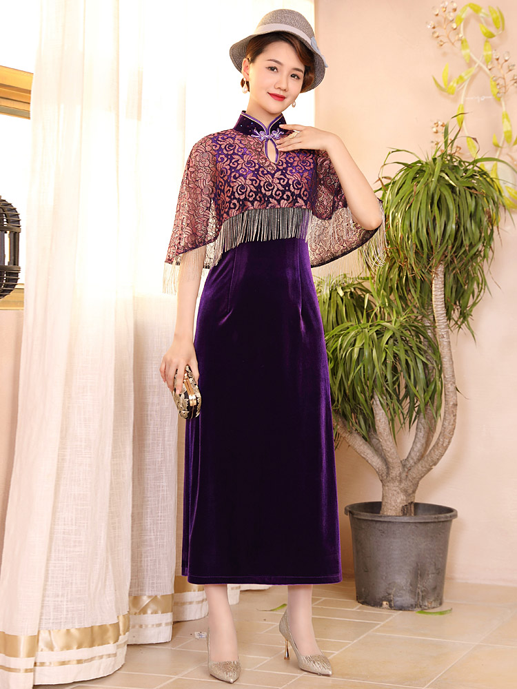多丽琦 Elite retro autumn cheongsam, skirt, cloak, set