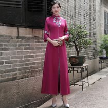 Doriqi Chinese style modified cheongsam long elegant 2021 new long-sleeved Chinese cheongsam evening dress dress