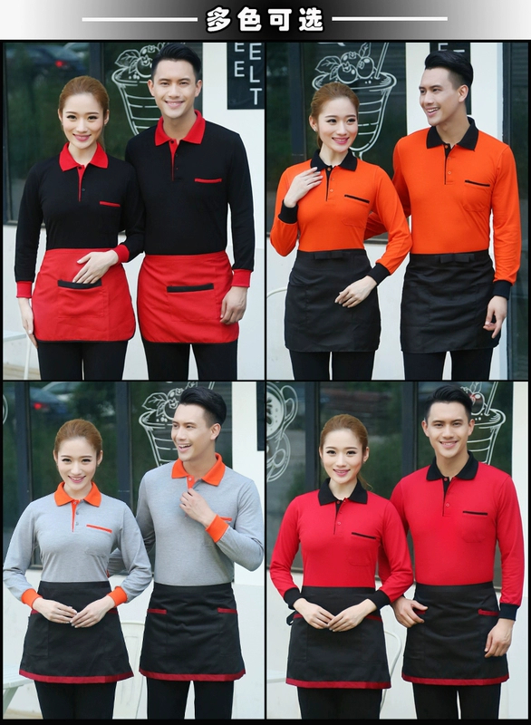 Quảng cáo văn hóa áo sơ mi ngắn tay áo polo T-Shirt nhà hàng waiter yếm siêu thị promoter dài tay t-shirt nam giới và phụ nữ