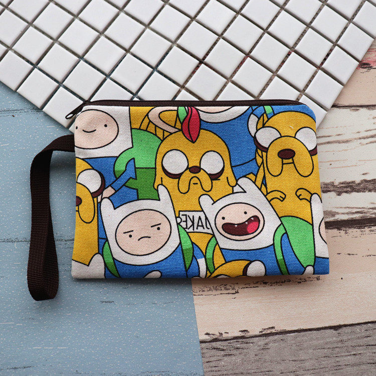 Homecrafted canvas adventure Liba Cartoon Old Piao Cute wrist hands with mobile phone change key makeup bag