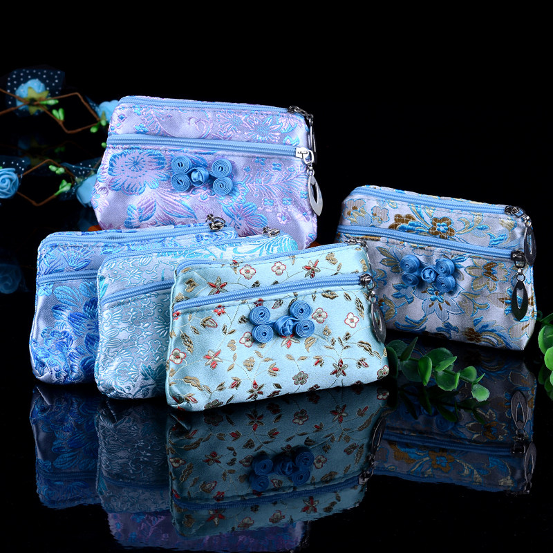 Double Pull Chain Wallet Nanjing Yunjin Zero Wallet Card Bag Send Bestie China National Wind Featured Crafts Small Gift