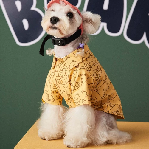 Демисезонная тонкая хлопковая милая рубашка, с медвежатами