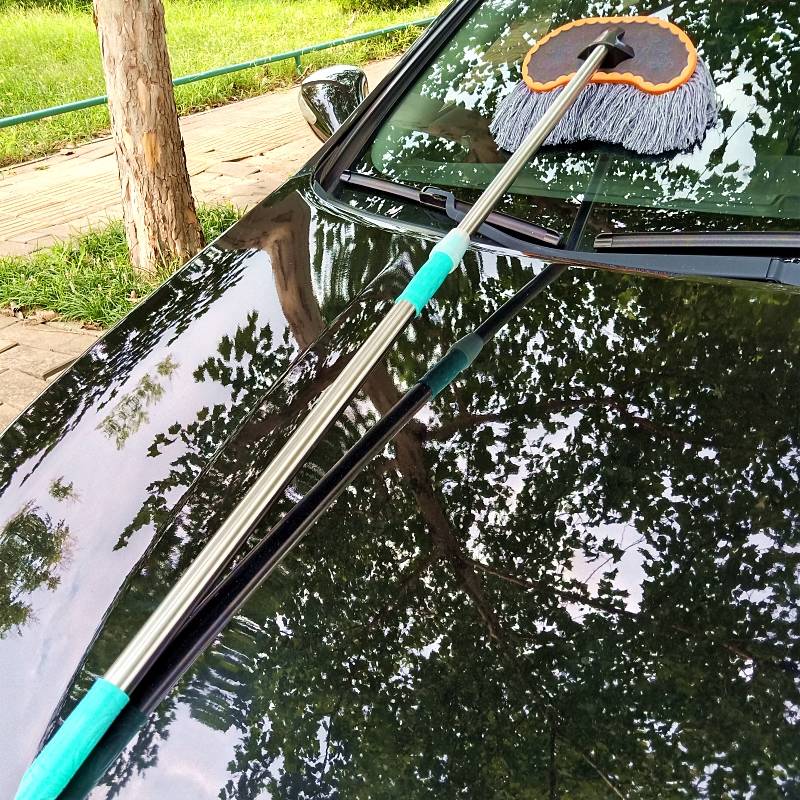 Home Car Wash Plus Long Pole Mop Pure Cotton Soft Hair Wiping Car Dust Removal Telescopic Handle Cleaning Tool Special Car Brush-Taobao