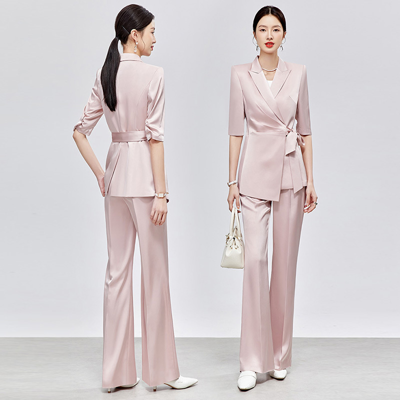 2026 Summer New Pink Lace-Up Top Suit Set for Women, Fashionable and Trendy, Chanel-Style Slim Fit for Professional Commuting 2026 Summer New Pink Lace-Up Top Suit Set for Women, Fashionable and Trendy, Chanel-Style Slim Fit for Professional Commuting