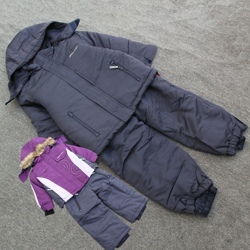 Foreign trade original single children's ski suit suit for men and women children ski suit two-piece padded outdoor set windproof and waterproof