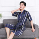 Silk nightgown men's summer short-sleeved thin ice silk sexy bathrobe men's mid-length kimono pajamas large size home service