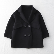 Girls double-sided cashmere coat autumn and winter 2020 new boys medium and long woolen coat childrens woolen coat