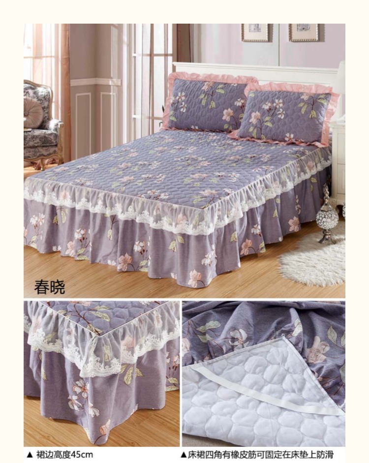 bông bông khăn trải giường dày trượt mảnh duy nhất của giường váy cotton Hàn Quốc bông cộng với phụ tấm 1,5 / 1,8 m giường - Váy Petti váy giường đẹp	