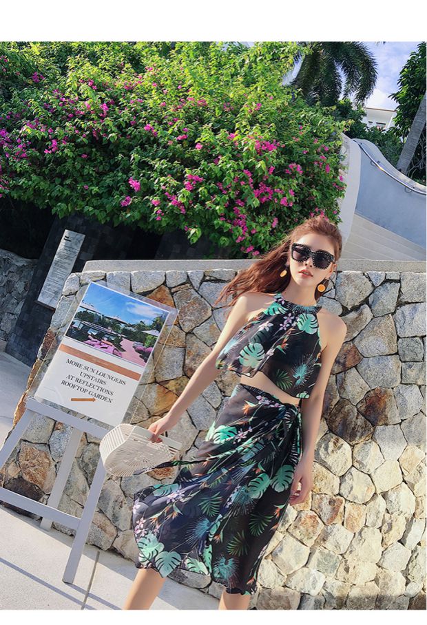 2019 cặp đôi mới bơi mùa xuân nóng bỏng ngực nhỏ tập hợp gợi cảm bảo thủ mỏng che bụng che chân dày đồ bơi - Vài đồ bơi 	đồ đôi đi biển cho mẹ và bé trai
