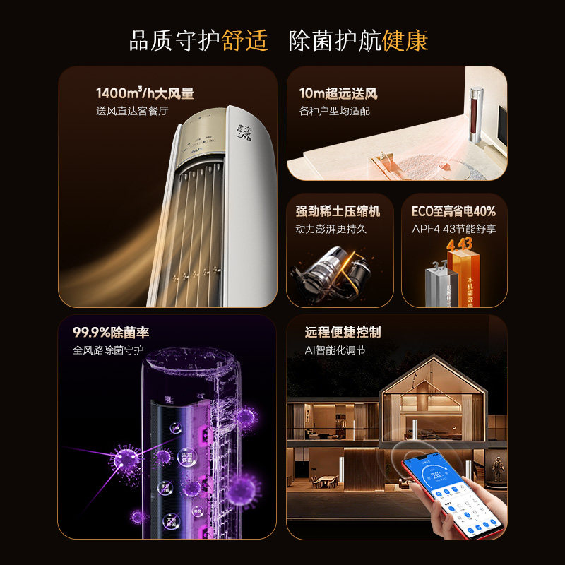 Oaks Air Conditioner, First-Class Energy Efficiency, 3 Hp Vertical Cabinet Unit, Home Living Room Smart Sterilization Air Conditioner, Official Flagship Store