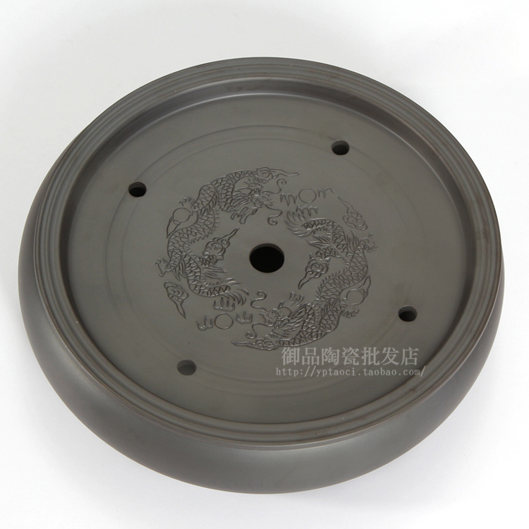 Special price 10 inch drum type round double dragon purple sand Jumud tea tray tea sea black red tea boat big tea set