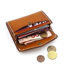 Japan and South Korea original vegetable tanned cowhide small card bag female leather retro drivers license business card bag mini coin coin pocket man