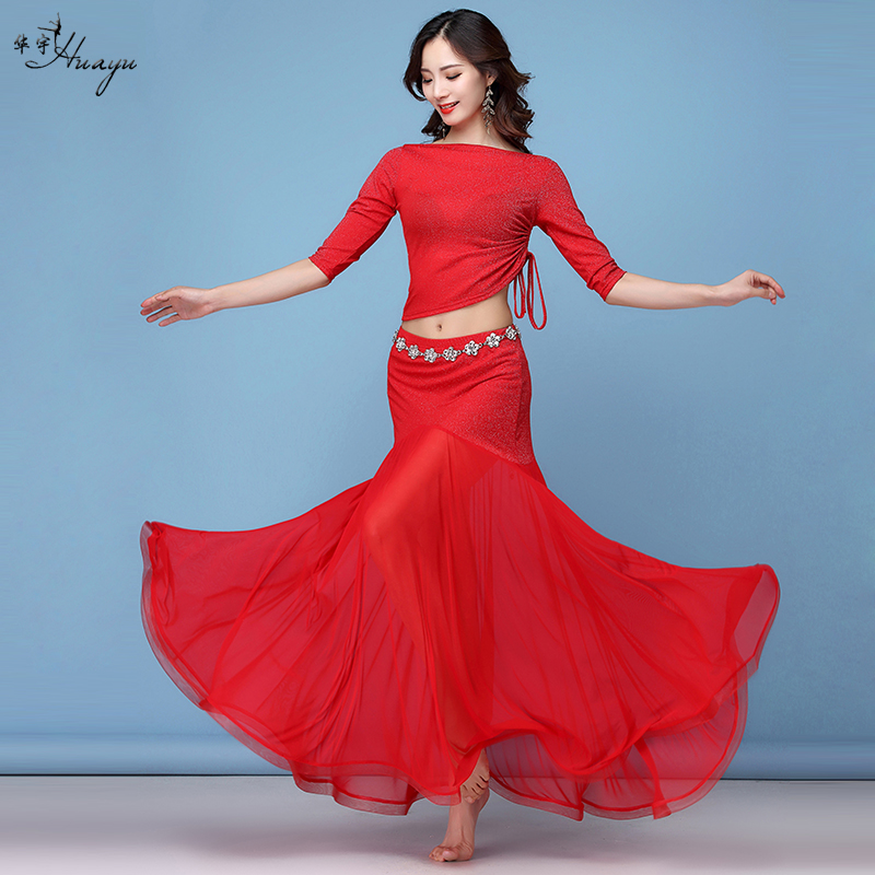 Belly dance clothing women's winter training 2020 new suit large size beginner women's performance dress long skirt fairy style