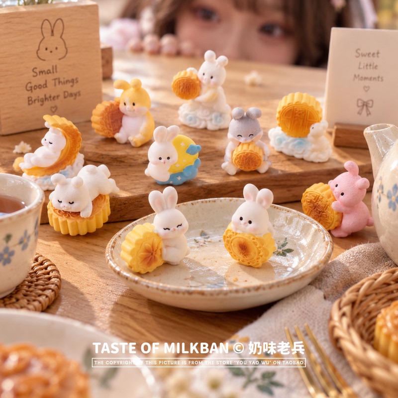 In Stock! Mid-Autumn Festival Mooncake Rabbit Cute Bunny Baking Cake Decoration Mooncake Little Rabbit Dessert Table Baking Decoration