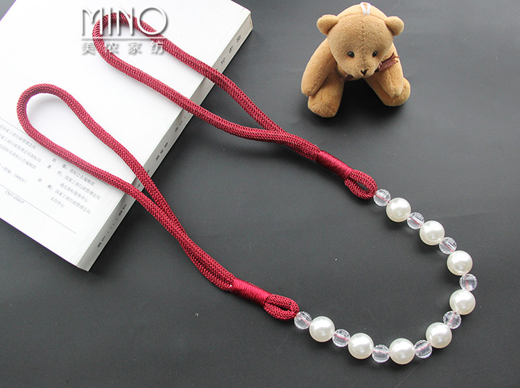 Phong cách châu Âu cao cấp ngọc trai hạt pha lê rèm vải phòng khách trang trí hoang dã đơn giản với một đôi dây - Phụ kiện rèm cửa thanh treo rèm cửa uốn cong