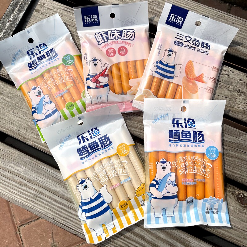 Dalian Lotte Fishing Cod Fish Intestines Cheese Corn Original Taste Salmon Shrimp Children Ready-to-eat Snack Bag Canned Fish Sausage