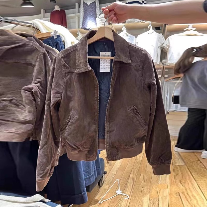 Bm Official Website Corduroy Lapel Jacket Spring and Autumn New Casual Slim Versatile Short Women's Retro Jacket Cardigan Bm Official Website Corduroy Lapel Jacket Spring and Autumn New Casual Slim Versatile Short Women's Retro Jacket Cardigan