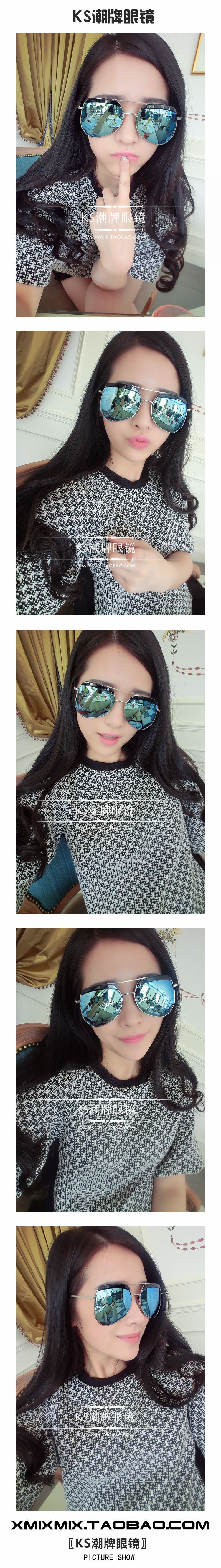 Ks studio xám ant retro hình học đa phương màu phim phân cực ếch gương nam và nữ kính râm kính mắt