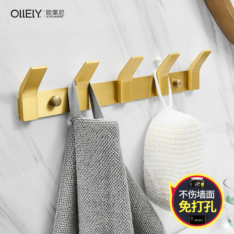 Hood hook European-style hanging clothes hook wall-mounted wall clothes Hook Row Hook Door Rear Free of perforated copper wire drawing process-Taobao