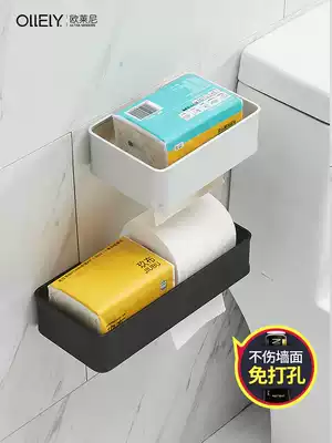 Punch-free powder room toilet tissue box Wall-suction toilet paper box Roll holder Toilet paper box Toilet paper box Bathroom