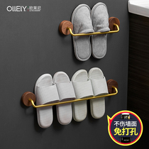 Walnut wood bathroom slippers are free to hit the toilet asphalt shelf bathroom storage shelf wall hanging