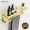 Bathroom shelf Wall-mounted aluminum powder room sink shower room storage shelf Toilet mirror front frame Brushed gold