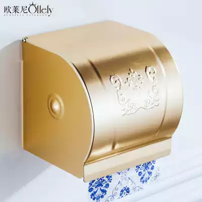European-style space aluminum powder room tissue holder waterproof tissue holder Toilet paper holder Toilet paper box bathroom wall-mounted carton