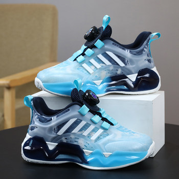 Brand boys' shoes 2023 spring and autumn new rotating button boys' running shoes summer middle and big children's children's sports shoes