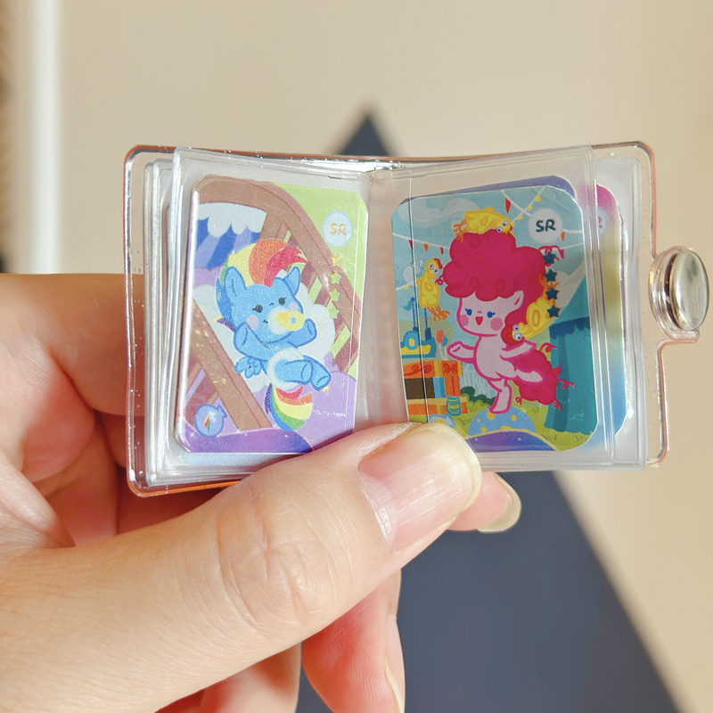 Mini Transparent Flash Card Album Cute Cartoon Anime Mini Card 1inch Photo Album Photo Sticker Keychain