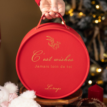 Christmas gift box Christmas Eve Carry-on Gift Box Red Round Children Hugging Bucket Creative Upscale Gift Wrapping
