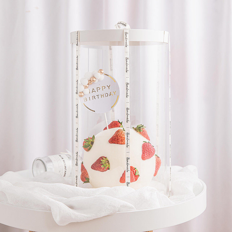 Round cake box transparent baking box 8 inch double height birthday cake box packaging round box commercial