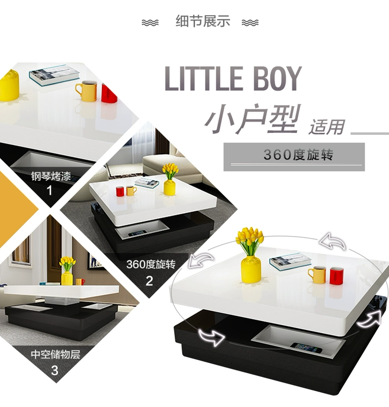 Lê nội thất tối giản thời trang sáng tạo màu đen và trắng bàn trà hiện đại Bắc Âu căn hộ nhỏ phòng khách riêng xoay bàn cà phê vuông - Bàn trà