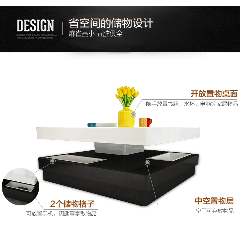 Lê nội thất tối giản thời trang sáng tạo màu đen và trắng bàn trà hiện đại Bắc Âu căn hộ nhỏ phòng khách riêng xoay bàn cà phê vuông - Bàn trà