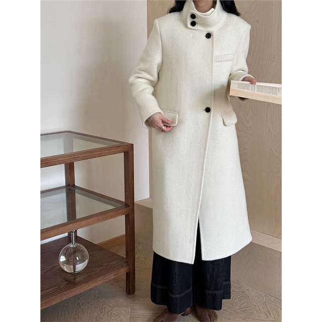 2025冬季韩系立领高级感双面羊绒大衣女长款千金感羊毛呢外套加厚