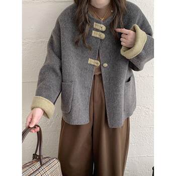 New chinese style double-sided cashmere coat for women